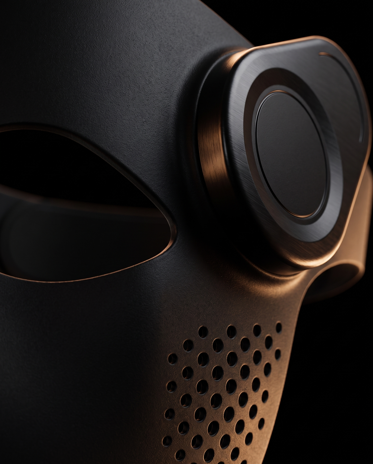 Close-up detail of the Vellinta Lumina Pro Onyx control dial and silicone vent perforations